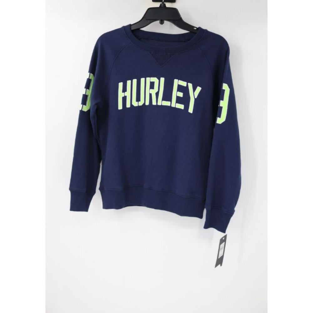 Nwt Hurley sweatshirt Boy's Large Logo Navy Crewneck‎ Long Sleeve Pullover